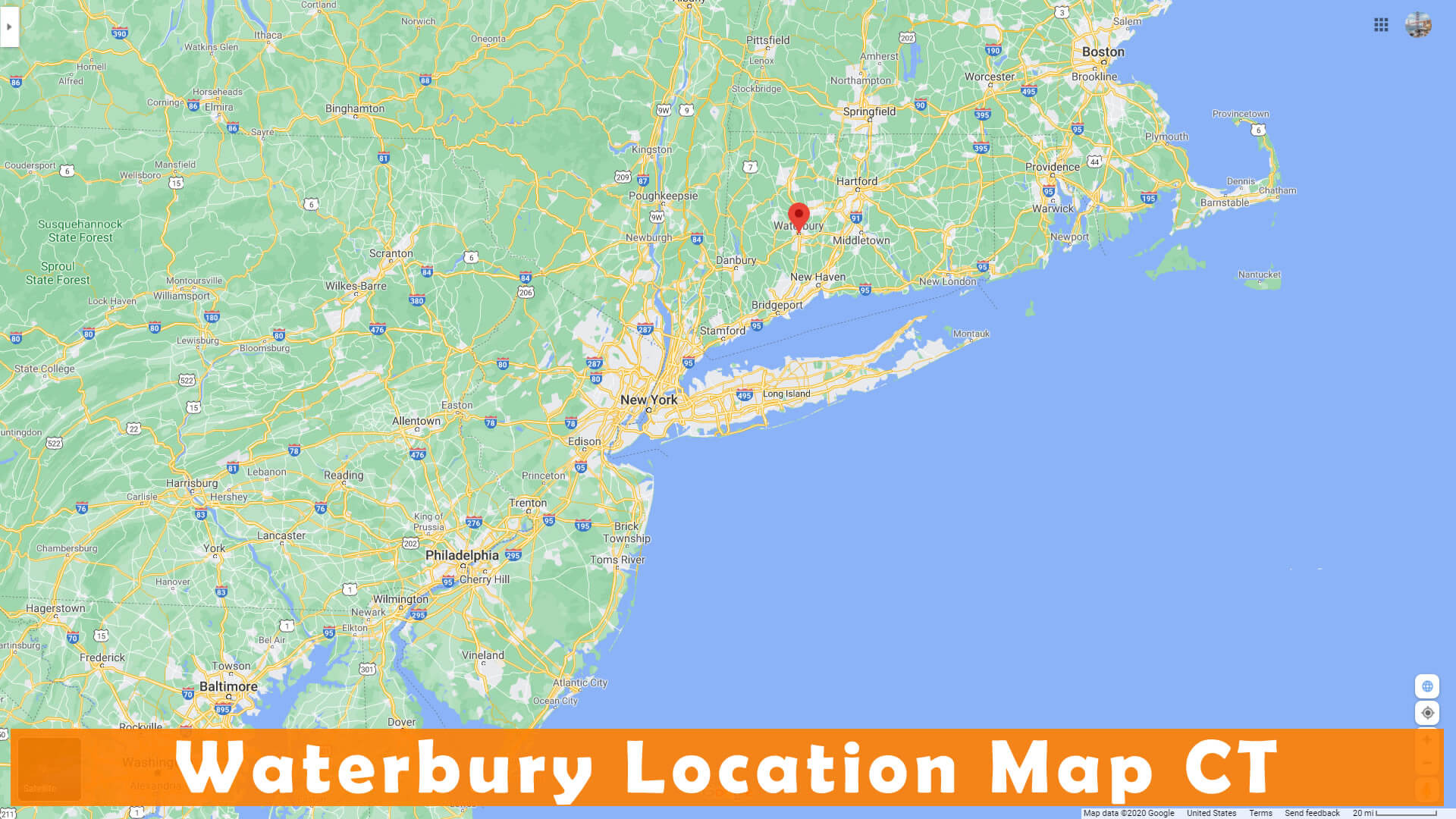 Waterbury Emplacement Carte CT